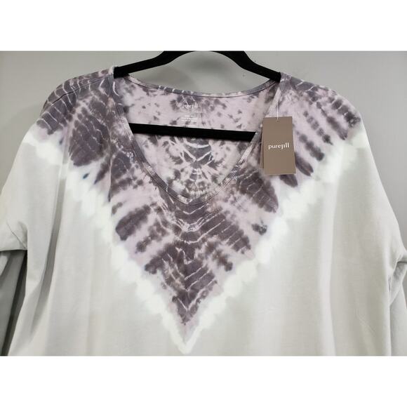 NEW J. Jill Tunic T-Shirt Pure Soft & Relaxed Tie-Dye Long Sleeve Smokey Mauve - Picture 3 of 6